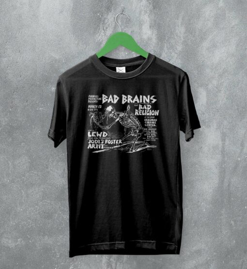 Bad Brains T-Shirt Vintage Flyer Shirt Skeleton Punk Rock Band Merch
