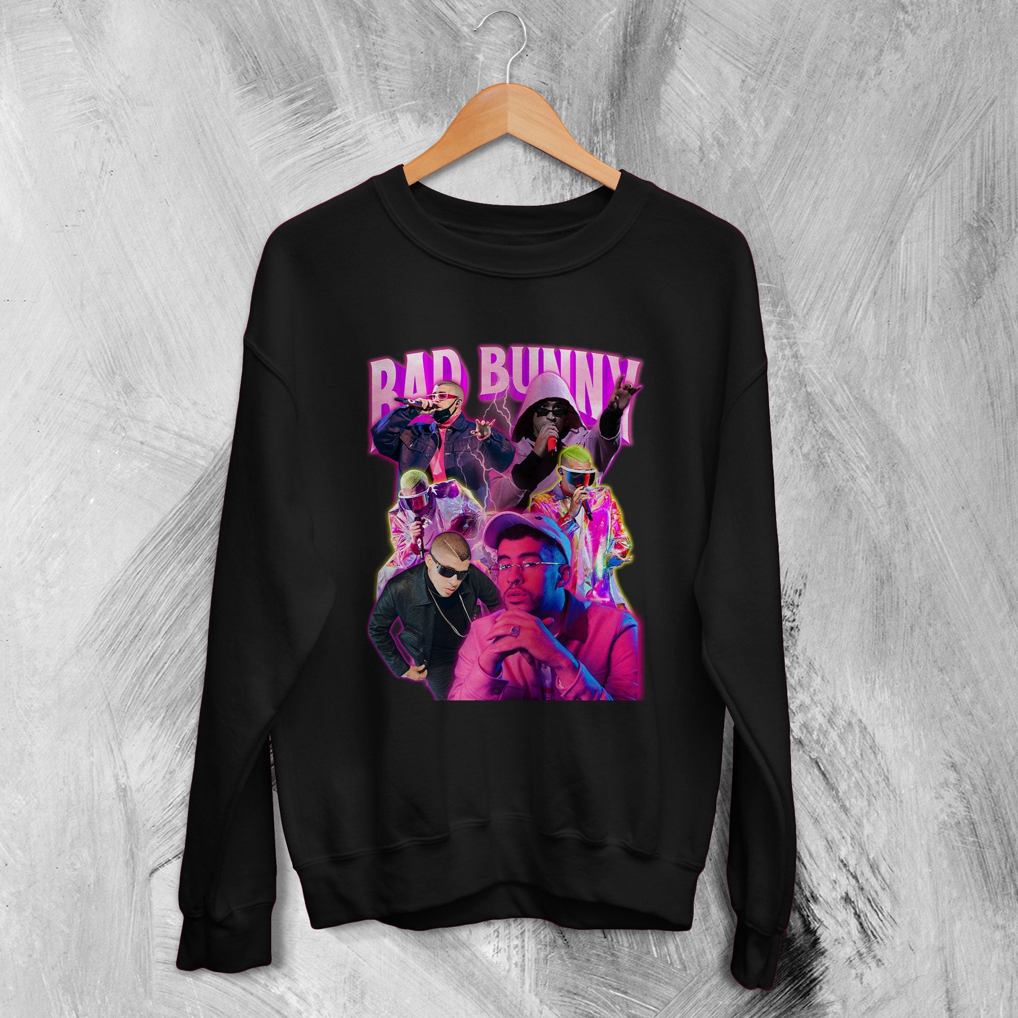 Bad Bunny Sweatshirt Vintage Bootleg Shirt Urban Rap Fan Graphic Sweater Bad Bunny Sweatshirt Vintage Bootleg Shirt Urban Rap Fan Graphic Sweater