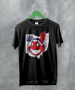 Old Cleveland Guardians Logo T-Shirt Cleveland Indians Map Shirt Believe Land Baseball Merch