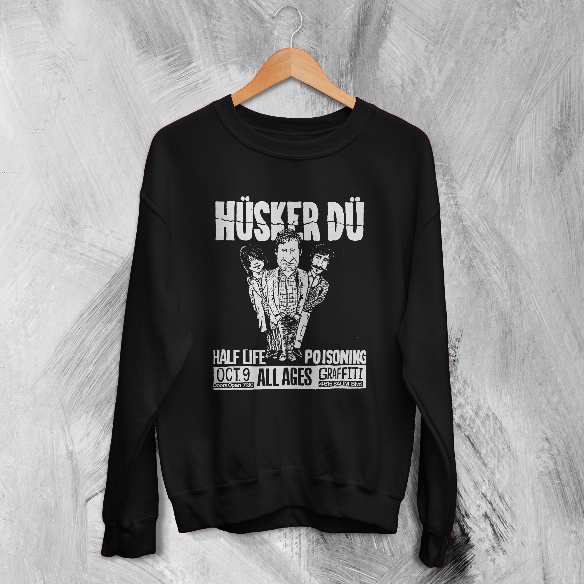 Husker Du Sweatshirt Half Life Poisoning Shirt Tour Band Sweater Rock Husker Du Sweatshirt Half Life Poisoning Shirt Tour Band Sweater Rock