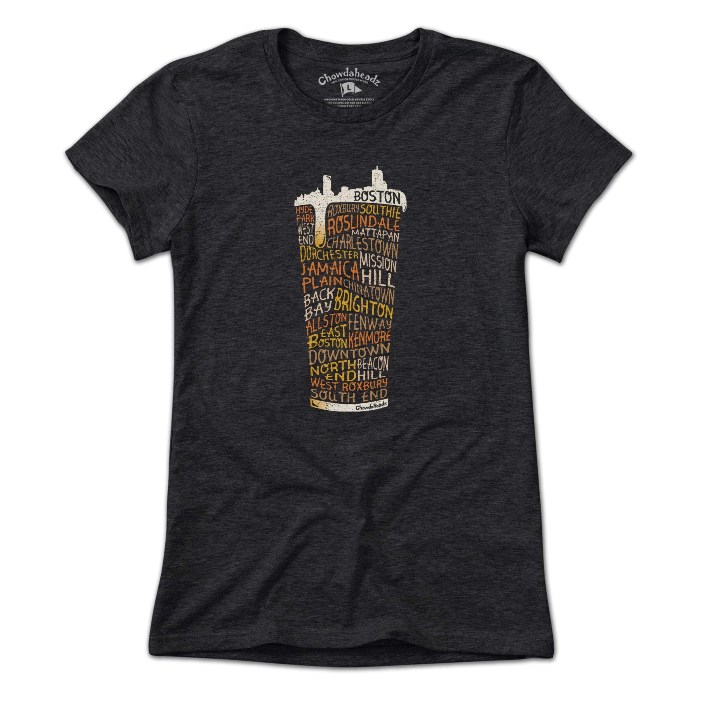 Boston Neighborhood Pint Glass T-Shirt Boston Neighborhood Pint Glass T-Shirt