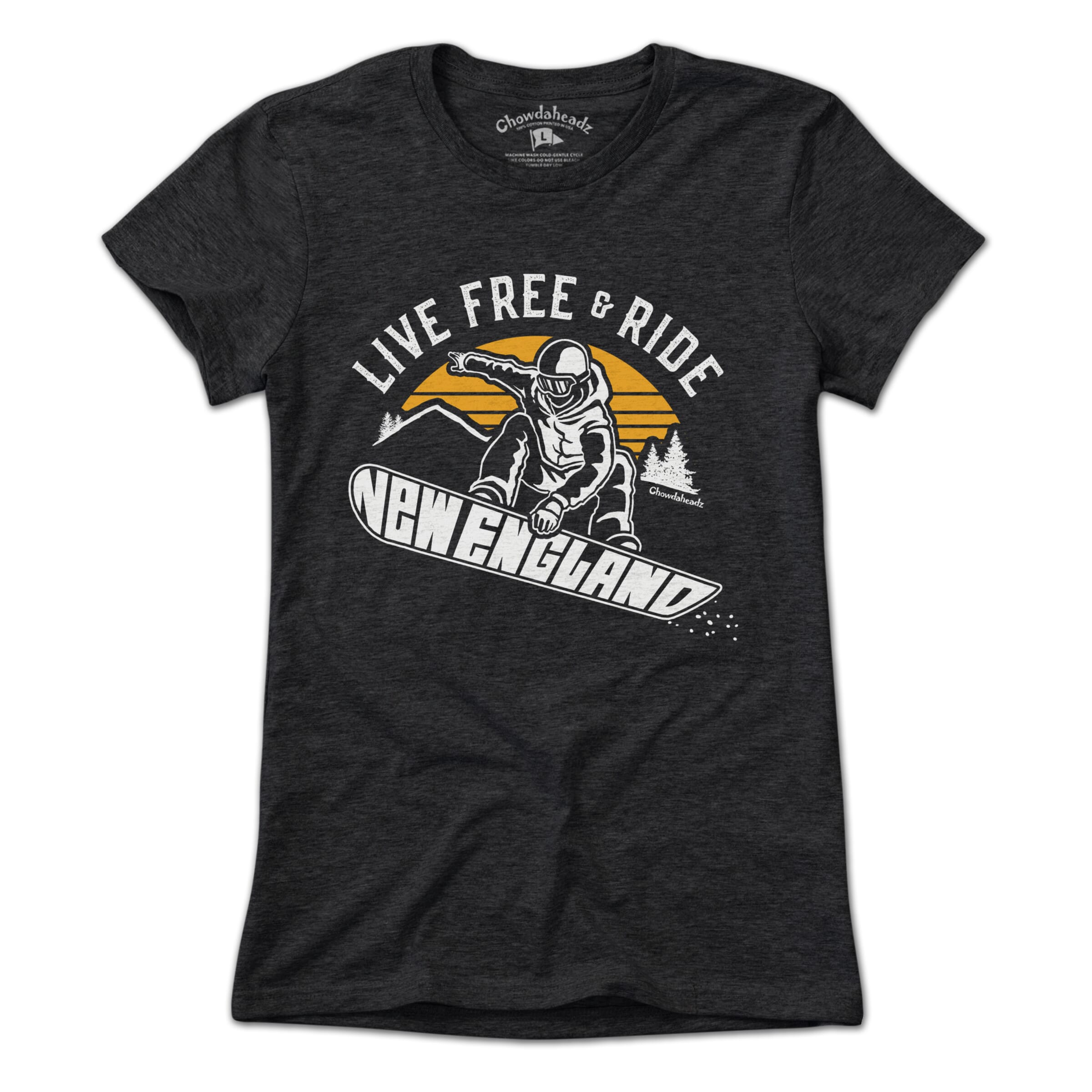 Live Free & Ride New England Snowboarder T-Shirt Live Free & Ride New England Snowboarder T-Shirt