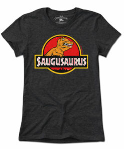 Saugusaurus Orange Dinosaur Logo T-Shirt