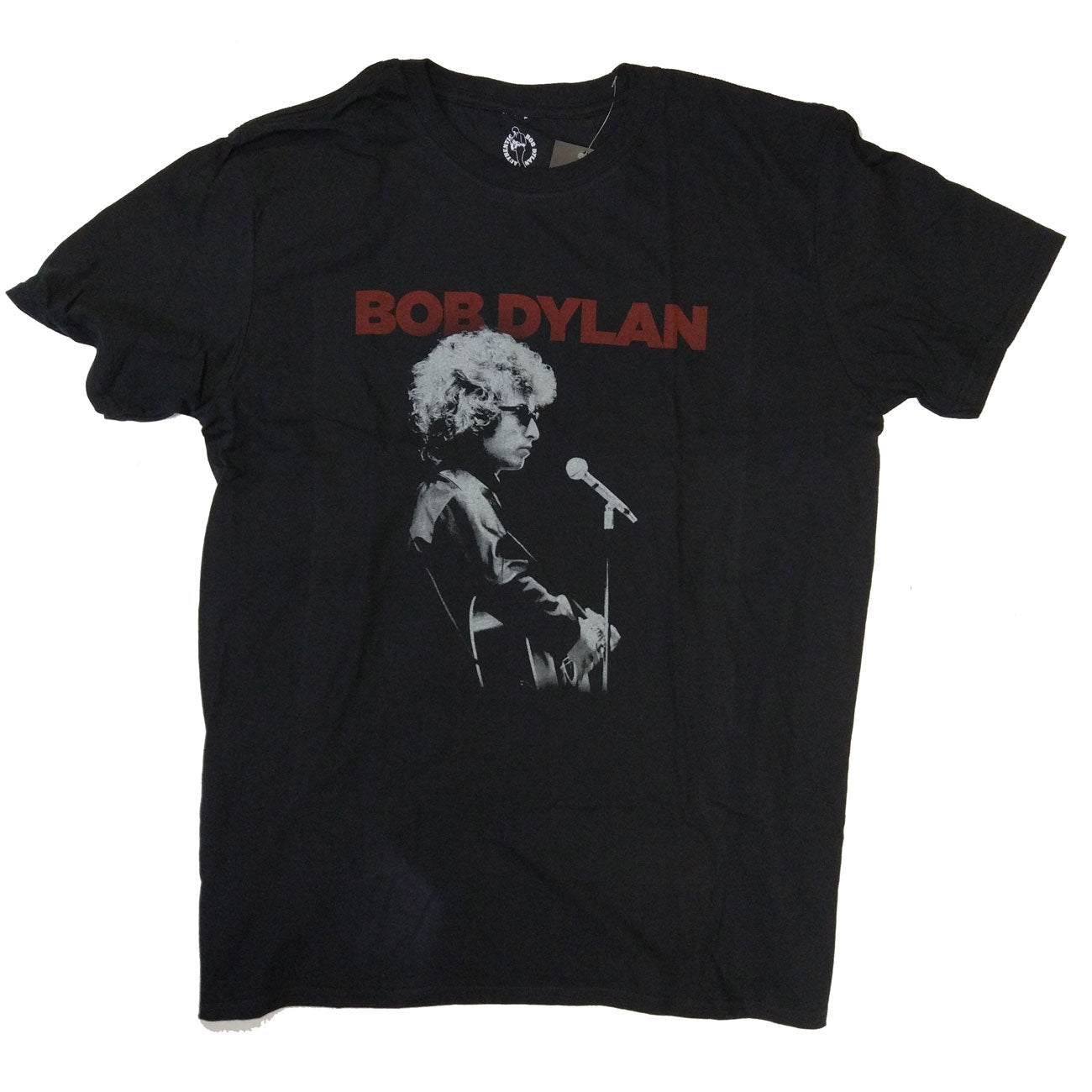 Bob Dylan T Shirt - Dylan On Stage Red Logo Bob Dylan T Shirt - Dylan On Stage Red Logo